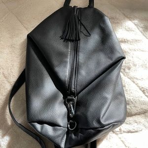 ASOS Travel Leather Black Backpack